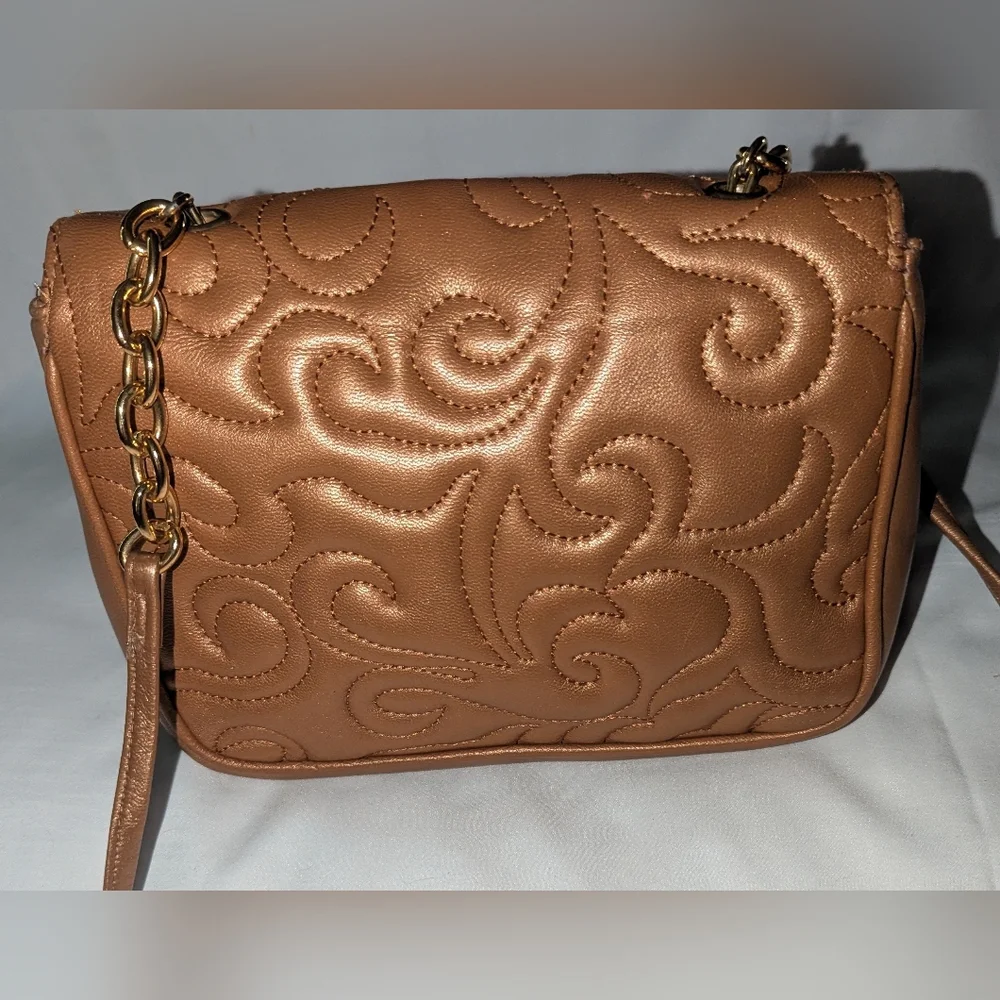 LJS Collection Chic Quilted Tan Crossbody Bag